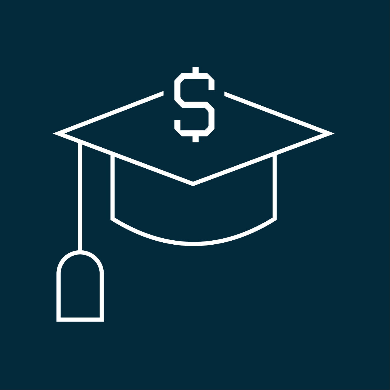 Navy tuition assistance icon of a graduation cap with a dollar sign, representing tuition assistance, educational opportunities, and financial support for Navy medical education.