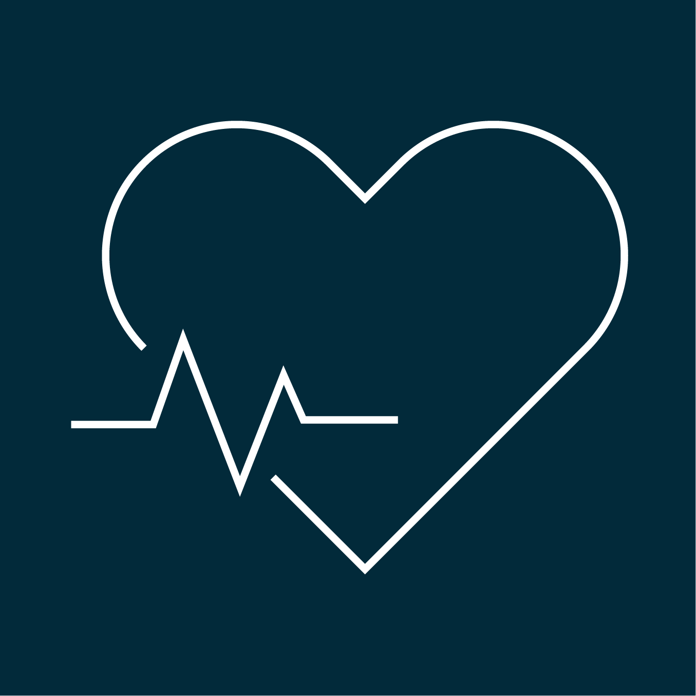 Navy medical technology icon of a heart with an EKG line, representing medical technology, innovation, and advanced healthcare in the Navy.