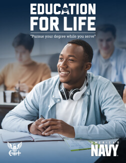 Brochure for parents and teachers detailing the comprehensive education benefits, tuition assistance, and college credit the U.S. Navy offers to students who serve, supporting their future academic and career goals.