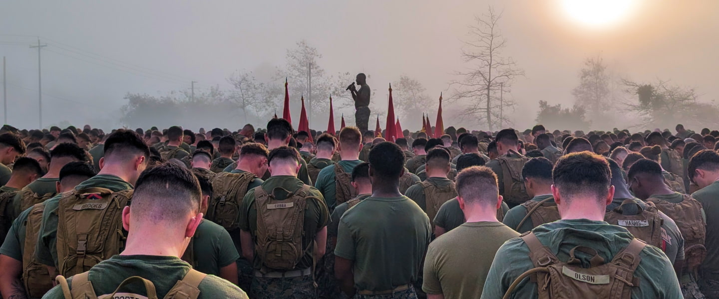 U.S. Navy Chaplain for the 11th Marine Regiment, delivers the morning prayer during a Saint Barbara’s Day celebration at Marine Corps Base Camp Pendleton.